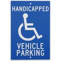 National Marker Co Handicapped Vehicle Parking, Aluminum Sign, .063mm Thick TM10H